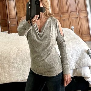WHBM Silver Cold Shoulder Sweater XS - EUC